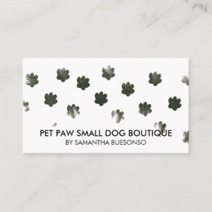 Carte De Visite Pattes de chien chat aquarelle simple verte