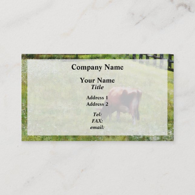 Carte De Visite Pâturage de la vache dans le pâturage (Devant)