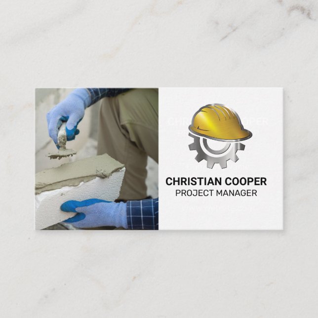 Carte De Visite Paver | Logo du Casquette dur de construction (Devant)