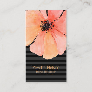 Carte De Visite Pavot de corail contemporain noir