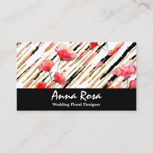 Carte De Visite *~* Pavot rouge floral Parties scintillant noire h