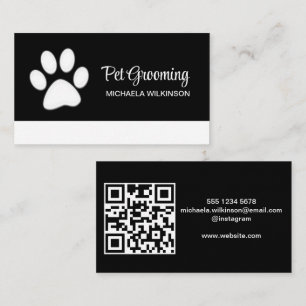 Carte De Visite Paw chien blanc sur le service de toilettage pour