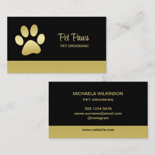 Carte De Visite Paw chien brillant or sur le service de grossissem