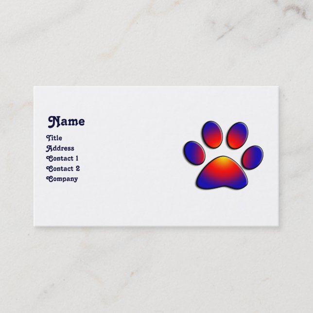 Carte De Visite PAW COLORÉ, noir blanc (Devant)