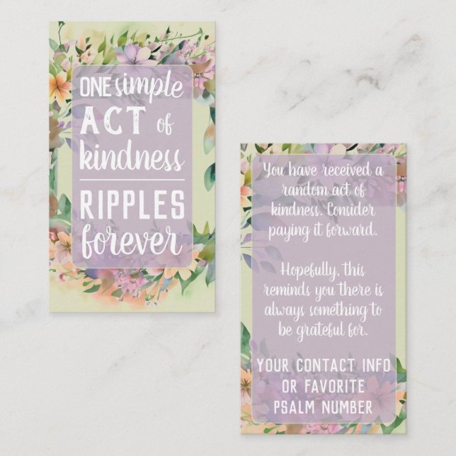 Carte De Visite Pay it Forward Random Act Kindness Cute Wildflower (Devant / Derrière)