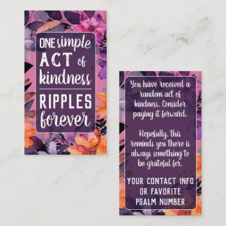 Carte De Visite Pay it Forward Random Act Kindness Pink Lilies