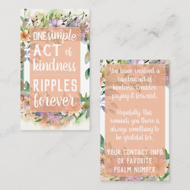 Carte De Visite Pay it Forward Random Act Kindness Soft Wildflower (Devant / Derrière)