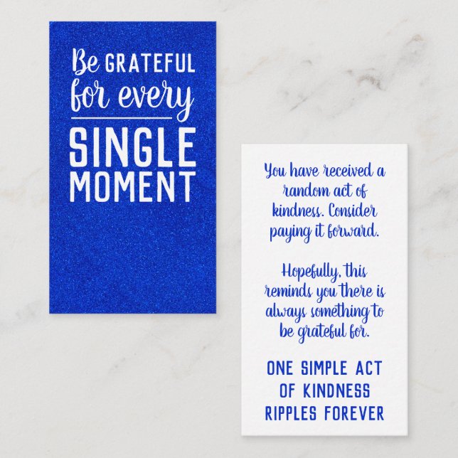 Carte De Visite Payez-le en avant Gratitude Random Act of Kindness (Devant / Derrière)