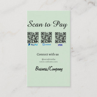 Carte De Visite paypal venmo visa card scan to pay QR social media