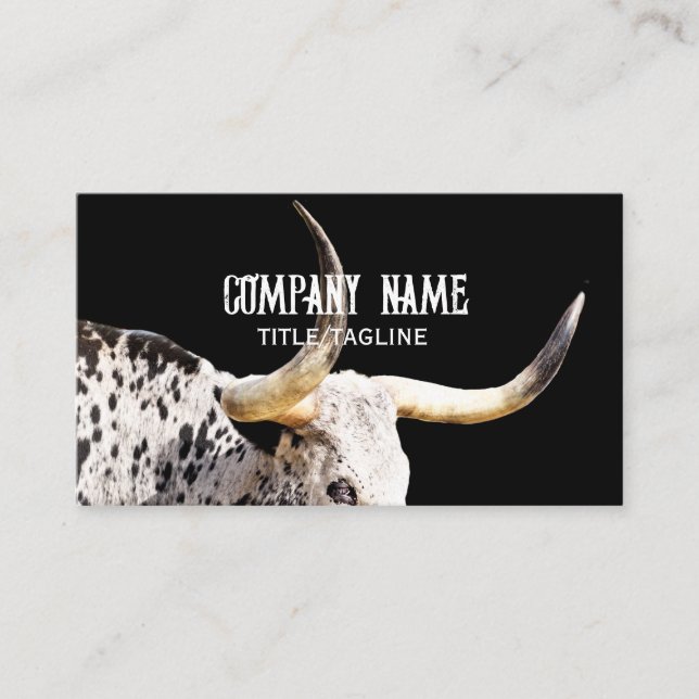 Carte De Visite Pays de la vache blanche et noire du Texas (Devant)