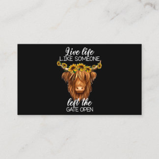 Carte De Visite Pays Heifer Highland Vache Avec Sunflower Farm F