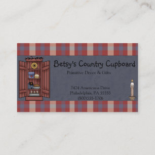 Carte De Visite Pays primitif Americana Rouge, blanc, bleu Plaid