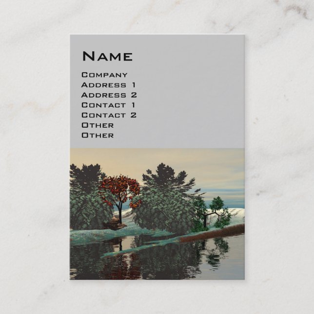 Carte De Visite PAYSAGE ALIEN, ARBRES LAGON HYPERION Sci Fi Gris (Devant)