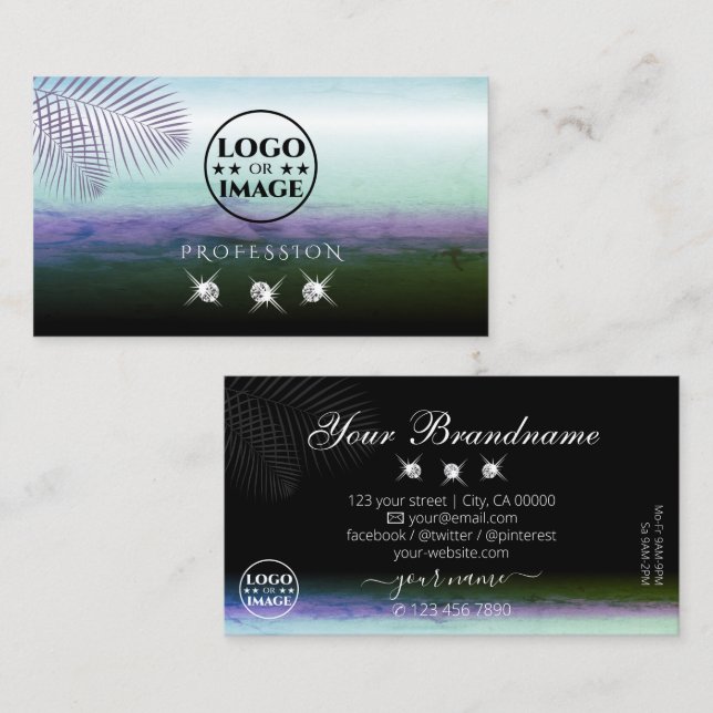 Carte De Visite Paysage Aquarelles Diamètre étincelant avec logo (Devant / Derrière)