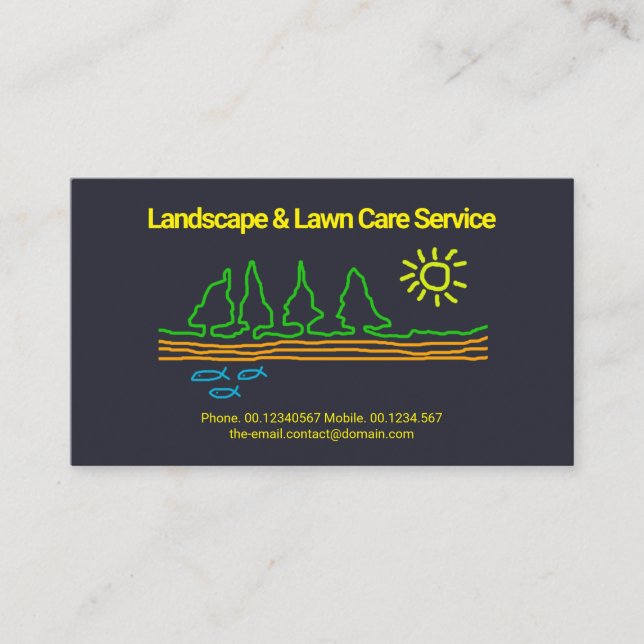 Carte De Visite Paysage artistique Arbre Sun Doodle Garden Service (Devant)