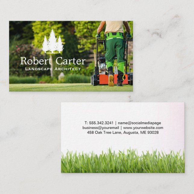 Carte De Visite Paysage Coupe de l'herbe (Devant / Derrière)