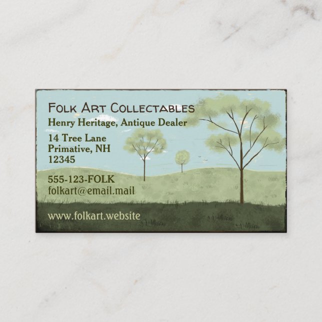 Carte De Visite Paysage d'art populaire Arbres Americana primitifs (Devant)