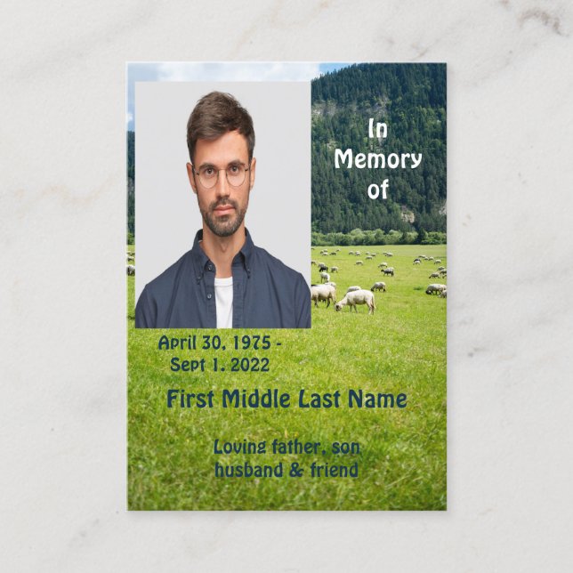 Carte De Visite Paysage de la ferme de moutons Memorial Keepsaké (Devant)