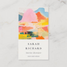 Paysage de montagne abstrait boho rose bleu orange