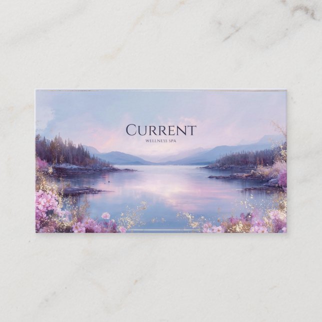 Carte De Visite Paysage du lac Serene Parties scintillant d'or flo (Devant)