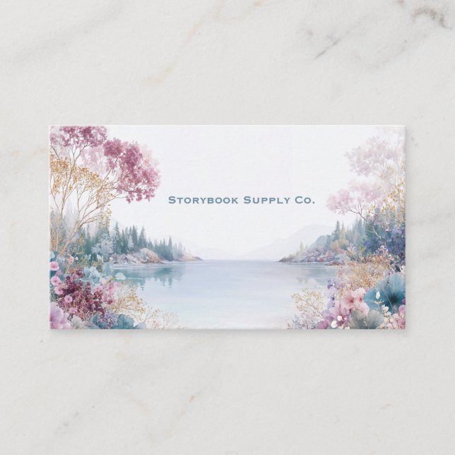 Carte De Visite Paysage éthéré rose et or Floral (Devant)