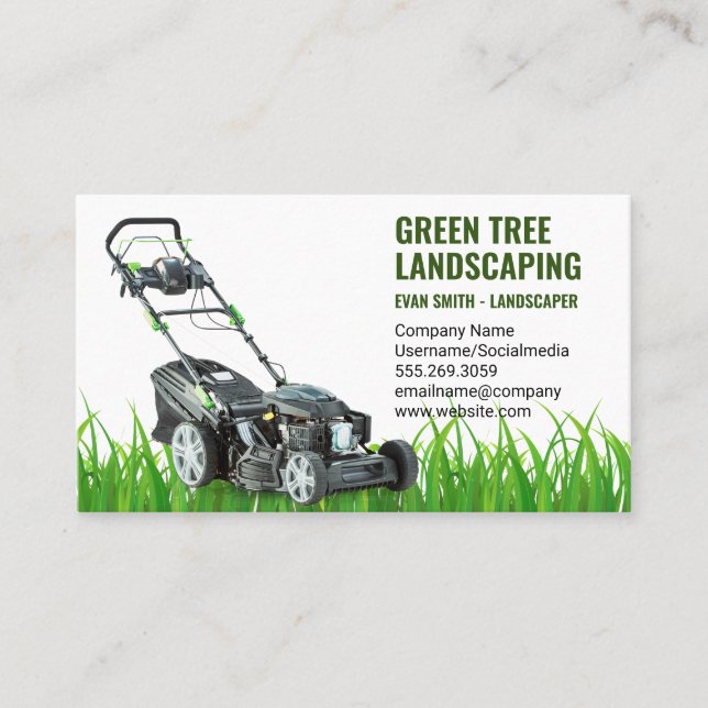 Carte De Visite Paysage | Machine à gazon | Gardener (Devant)