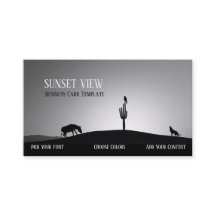 Carte de visite paysage noir blanc Sunset
