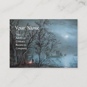Carte De Visite PAYSAGE ROMANTIQUE de NOCTURNE EN papier BLEU de