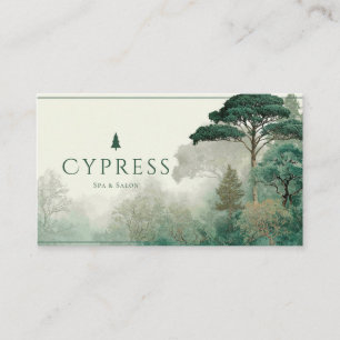 Carte De Visite Paysage serein de la forêt brumeuse vert émeraude