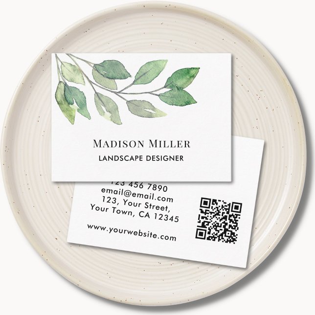 Carte De Visite Paysagiste concepteur QR Code Vert (Créateur téléchargé)