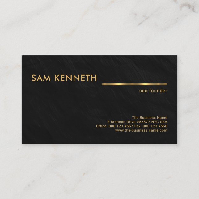 Carte De Visite PDG Fondateur de la Black Granite Texture Faux Gol (Devant)