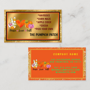 Carte De Visite Peace Love Automne Texte et couleur personnalisés