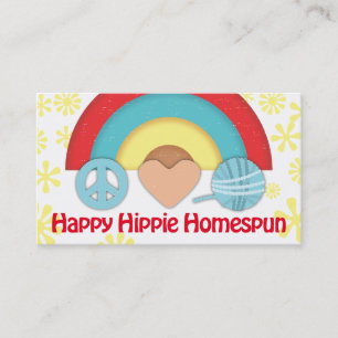 Carte De Visite Peace love fil arc-en-ciel tricot crochet homespun