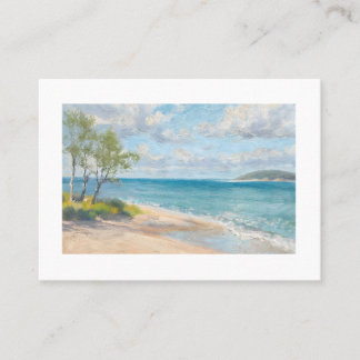 Carte De Visite Peaceful Ocean Horizon Original Oil Style