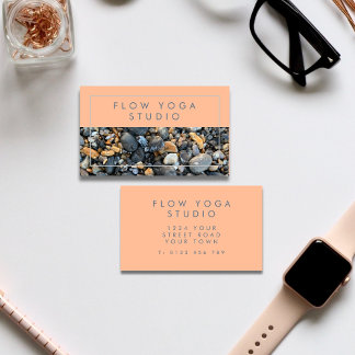 Carte De Visite Peach Blue Beach Rocks