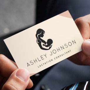 Carte De Visite Peach Boho Lactation Consultant Mère Silhouette