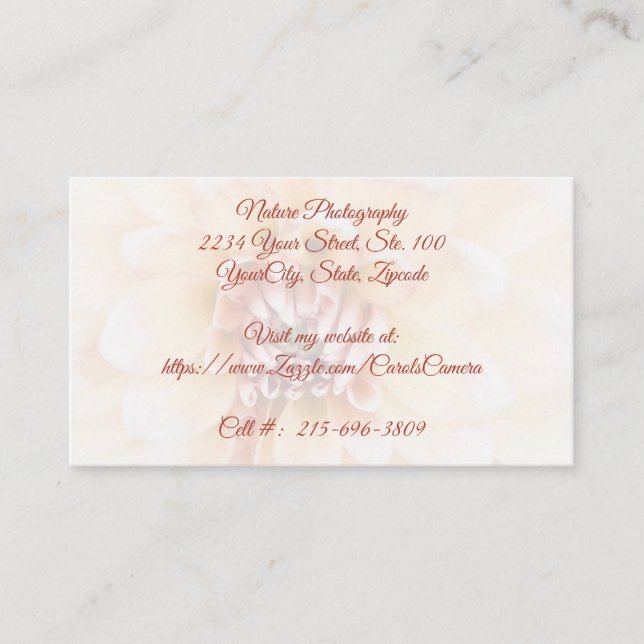 Carte de visite Peach Dahlia (Devant)
