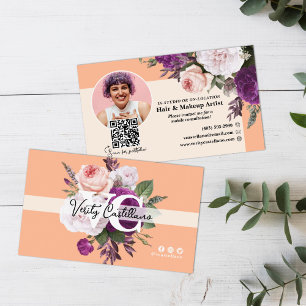 Carte De Visite Peach Fuzz Roses Vintages Floral Beauty Stylist