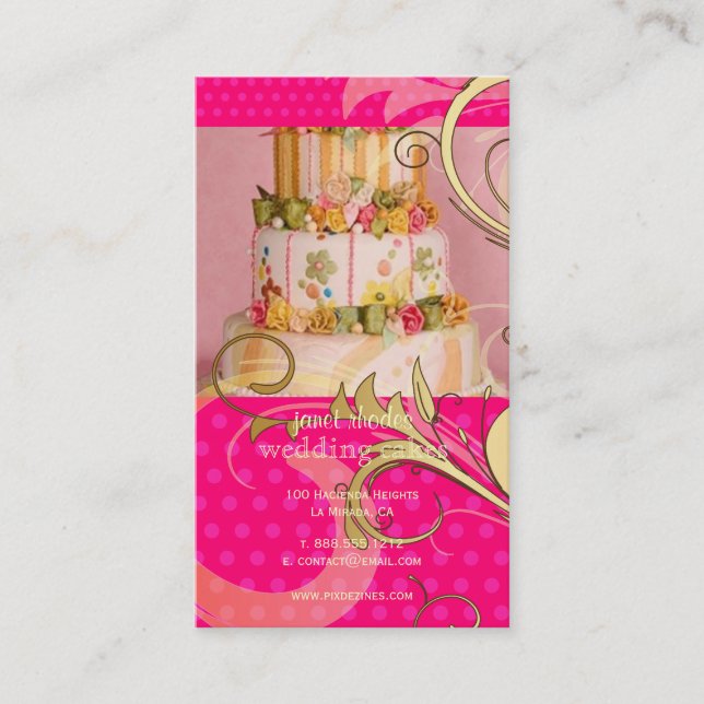Carte De Visite Peach Mariage Gâteau/boulangerie/pâtisserie (Devant)