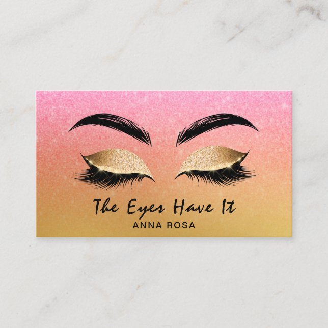 Carte De Visite *~* Peach Or Rose Girly Lashes Extensions Broches (Devant)