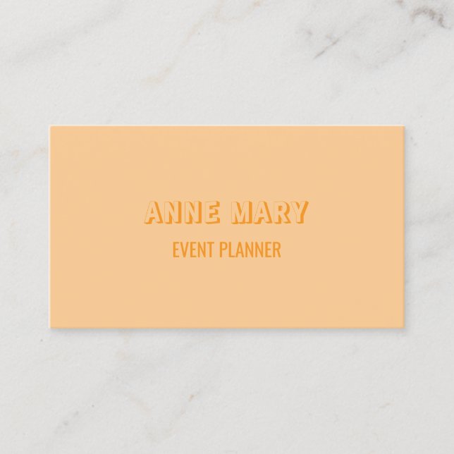 Carte De Visite Peach Orange Retro Modern Chic Girly Professional (Devant)