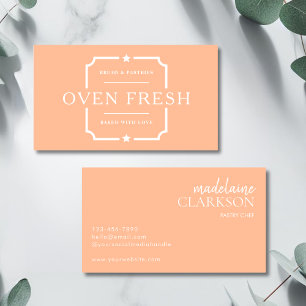 Carte De Visite Peach Peach White Pâtisserie Chef boulangerie