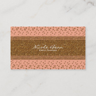 Carte de visite Peachy Pink & Gold Confetti Dots