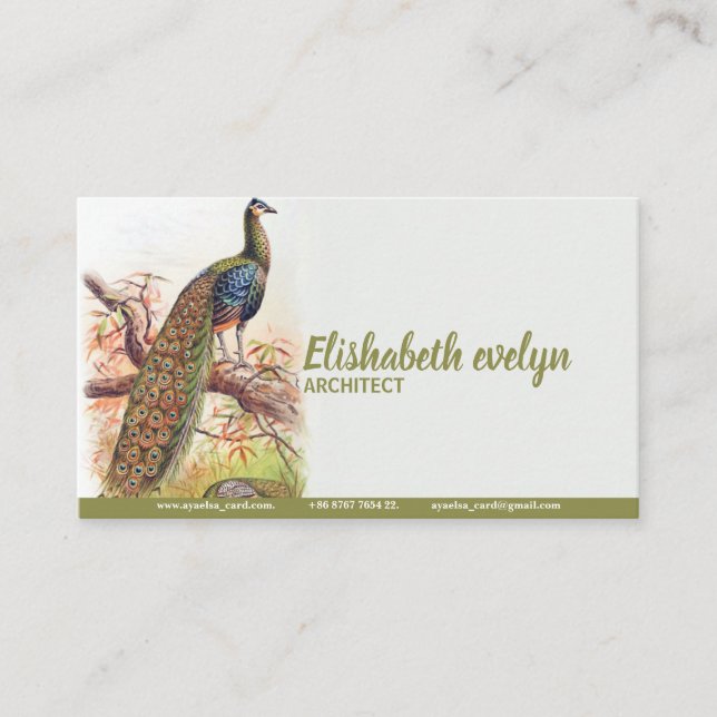 Carte De Visite Peacock Art Vintage (Devant)