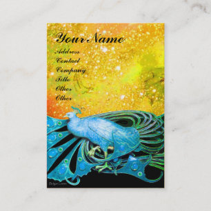 Carte De Visite PEACOCK bleu noir jaune étincelle