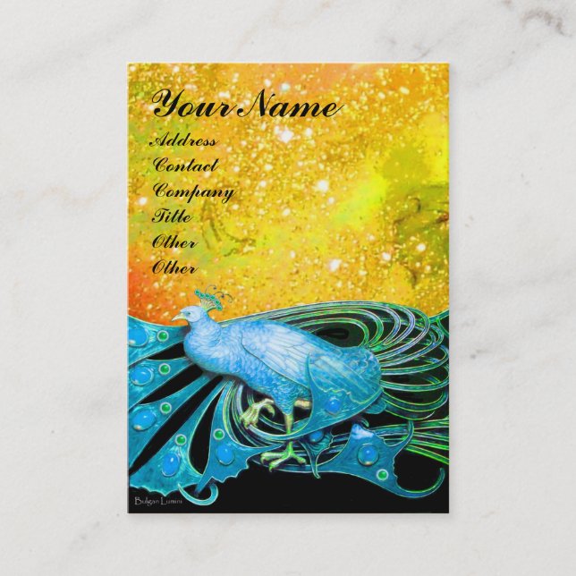 Carte De Visite PEACOCK bleu noir jaune étincelle (Devant)