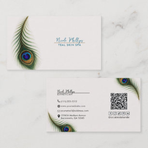 Carte De Visite Peacock Crème Boho Elegant