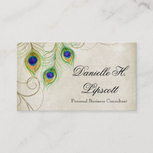 Carte De Visite Peacock Feathers Mariage Design Professionnel
