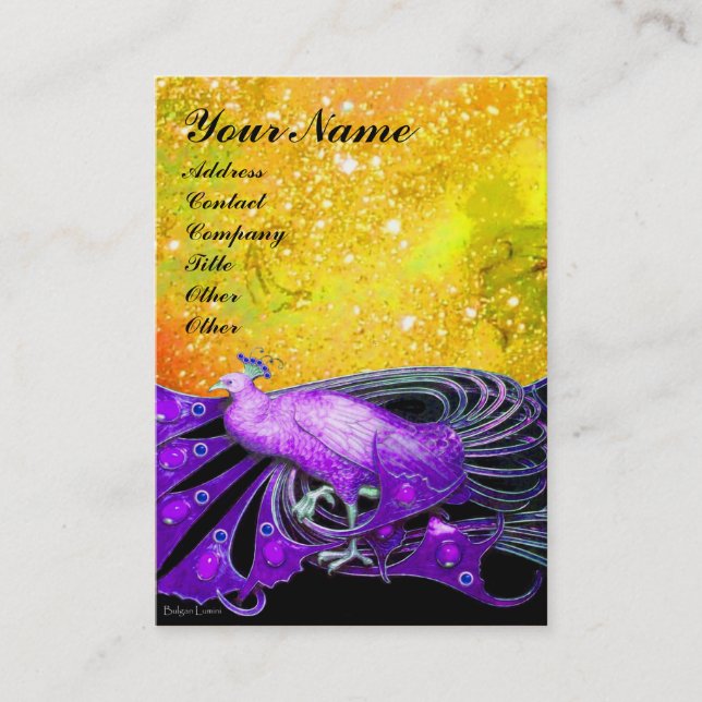 Carte De Visite PEACOCK jaune violet noir éclat (Devant)