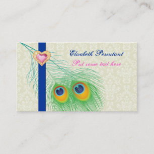 Carte De Visite Peacock plumes bleu chaud rose oeil attrayant